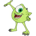 Mike Wazowski embroidery design featuring a playful monster from Monsters Inc, perfect for children's items.