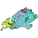 Boo, Mike, and Sulley embroidery design from Monsters, Inc. featuring colorful stitched motifs for fun projects.