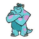 Sulley embroidery design featuring a cheerful monster from Monsters Inc, ideal for stitching on t-shirts and hoodies.