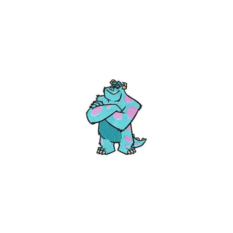 Sulley embroidery design featuring a cheerful monster from Monsters Inc, ideal for stitching on t-shirts and hoodies.