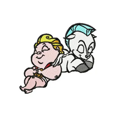 Preview of Baby Hercules and Baby Pegasus embroidery design for crafting baby items like onesies and blankets.