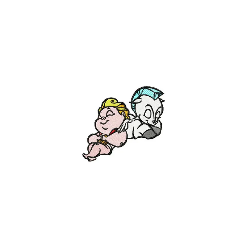 Preview of Baby Hercules and Baby Pegasus embroidery design for crafting baby items like onesies and blankets.