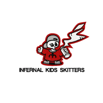 Infernal Kids Skitters embroidery design featuring playful Halloween motifs for festive stitching projects.