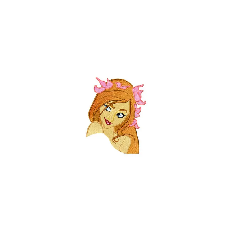 Enchanted small size embroidery design featuring a whimsical princess motif, ideal for crafting on t-shirts or baby onesies.