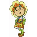 Flowertots Buttercup embroidery design showcasing cheerful floral motifs for girls and women on various fabrics.