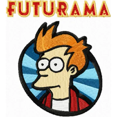 Preview of the Phillip J. Fry embroidery design featuring the iconic cartoon character for creative stitching projects.