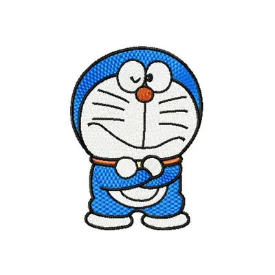 Doraemon 1 embroidery design featuring a playful cat motif, perfect for stitching on t-shirts or tote bags.