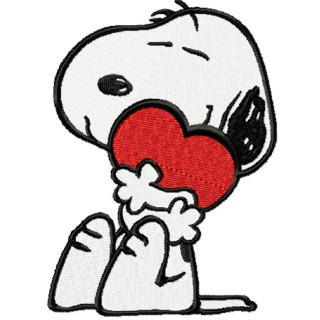 Snoopy with heart embroidery design - Embroidery Design