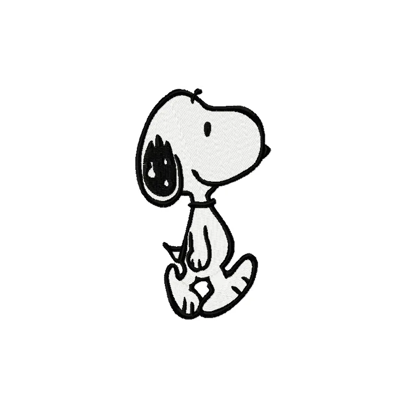 Snoopy walking embroidery design showcasing a playful stitched motif of the beloved cartoon character.