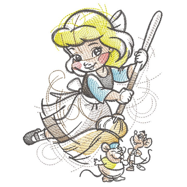 Cinderella Gus and Jaq embroidery design - Embroidery Design