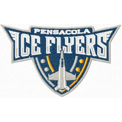 Embroidered Pensacola Ice Flyers logo design, showcasing intricate stitching for hockey enthusiasts.