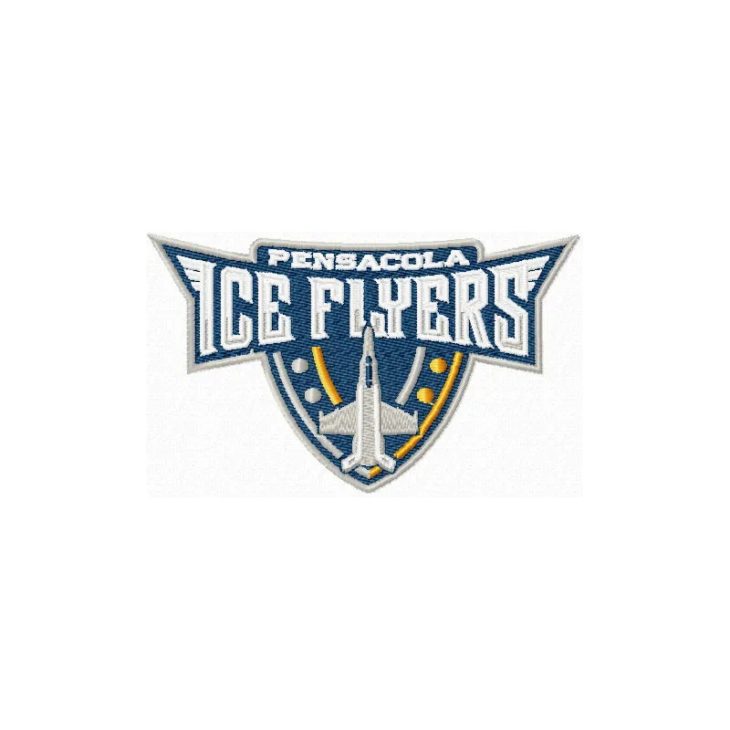 Embroidered Pensacola Ice Flyers logo design, showcasing intricate stitching for hockey enthusiasts.
