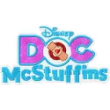 Preview of Doc McStuffins logo embroidery design, featuring colorful stitching patterns for creative projects.