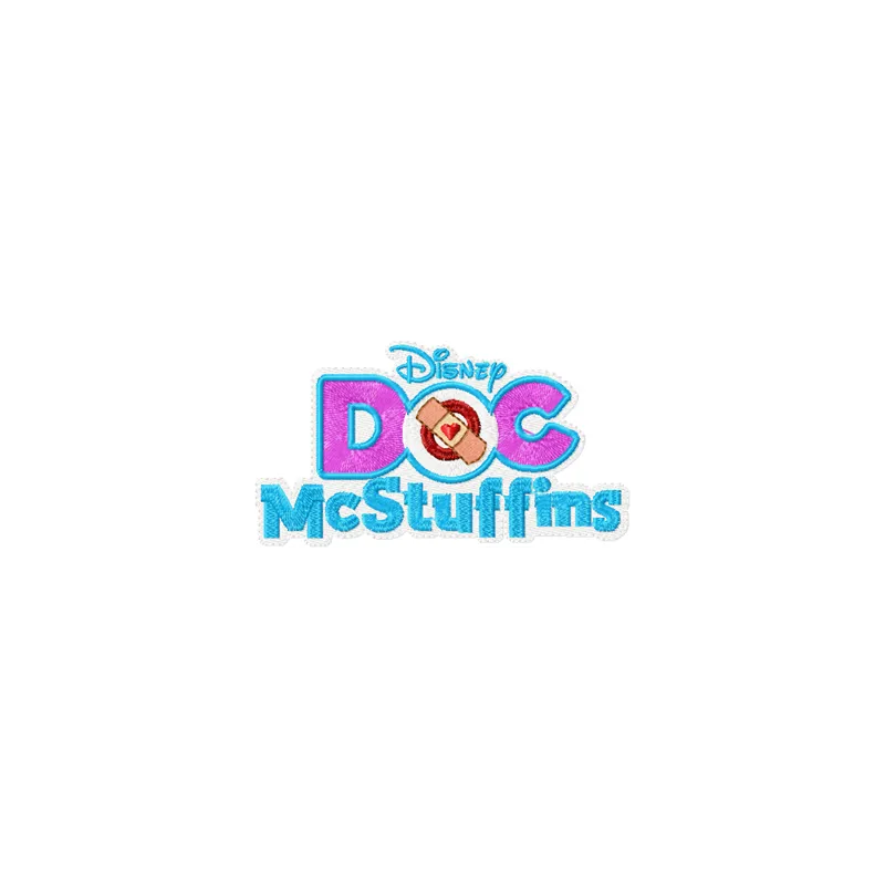 Preview of Doc McStuffins logo embroidery design, featuring colorful stitching patterns for creative projects.