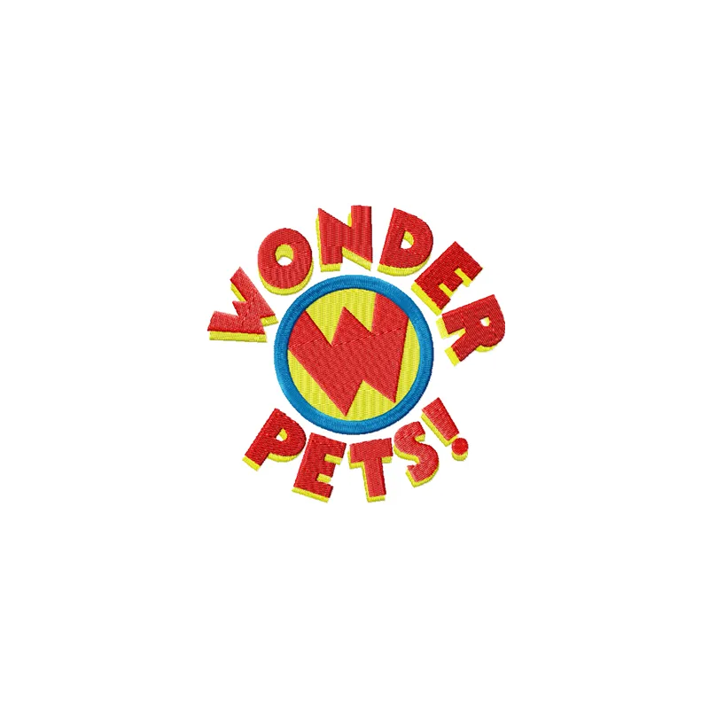 Wonder Pets Logo embroidery design preview showcasing vibrant stitching patterns for creative projects.