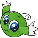 Preview of the Green Kiko embroidery design featuring a playful monster motif for creative stitching projects.
