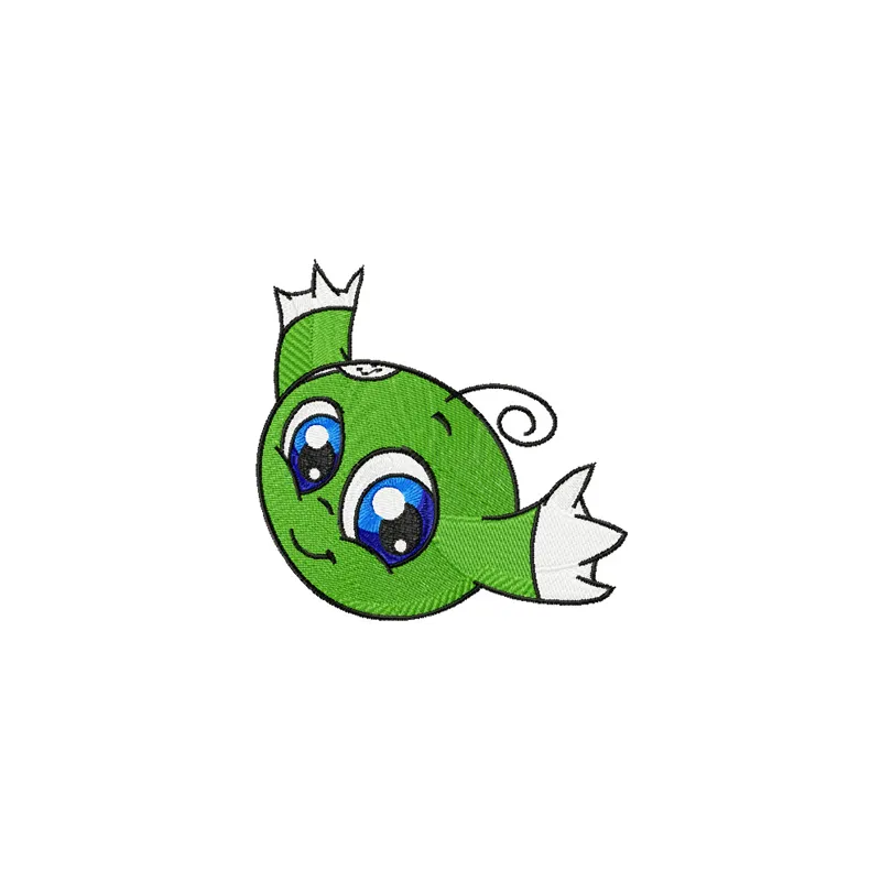 Preview of the Green Kiko embroidery design featuring a playful monster motif for creative stitching projects.