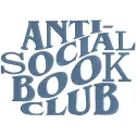 Embroidery design featuring the phrase 'Anti Social Book Club' in a stylish font on a fabric background.