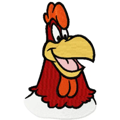 Foghorn Leghorn embroidery design featuring the iconic rooster in vibrant colors, perfect for farm-themed projects.