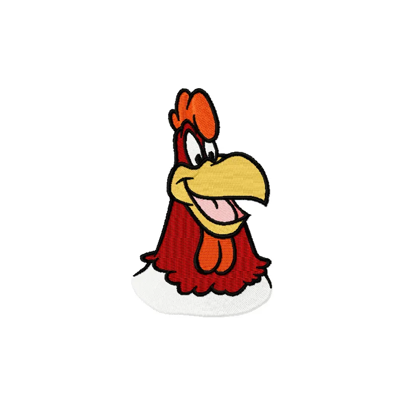 Foghorn Leghorn embroidery design featuring the iconic rooster in vibrant colors, perfect for farm-themed projects.