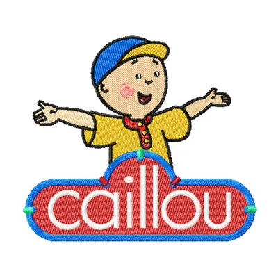 Embroidery design featuring Caillou with logo, ideal for stitching on t-shirts, hoodies, and bags.