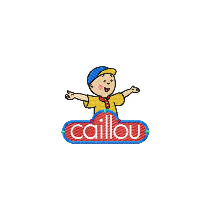 Embroidery design featuring Caillou with logo, ideal for stitching on t-shirts, hoodies, and bags.