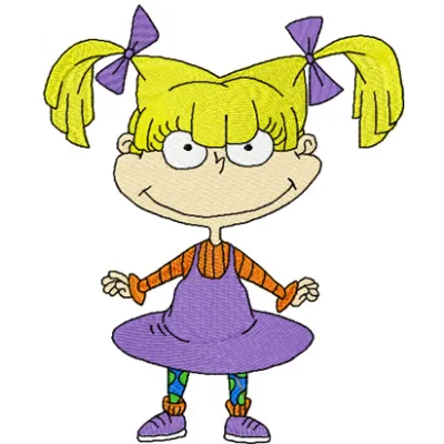 Angelica Charlotte Pickles embroidery design from Rugrats, showcasing a colorful stitched motif for creative projects.