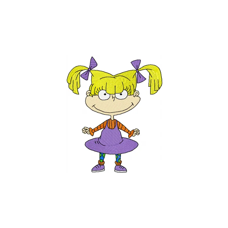 Angelica Charlotte Pickles embroidery design from Rugrats, showcasing a colorful stitched motif for creative projects.