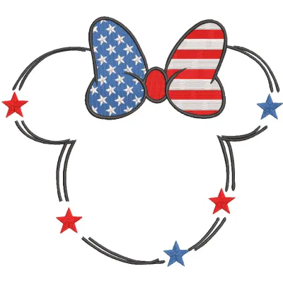 Mickey 4th of July embroidery design featuring Mickey Mouse with patriotic elements and vibrant colors.