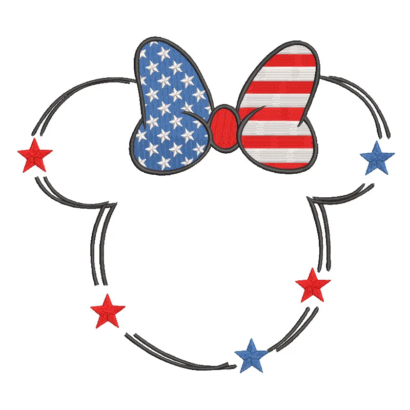 Mickey 4th of July embroidery design featuring Mickey Mouse with patriotic elements and vibrant colors.
