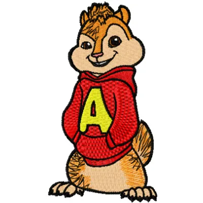 Alvin 1 embroidery design featuring a charming woodland animal motif, ideal for enhancing various fabric items.