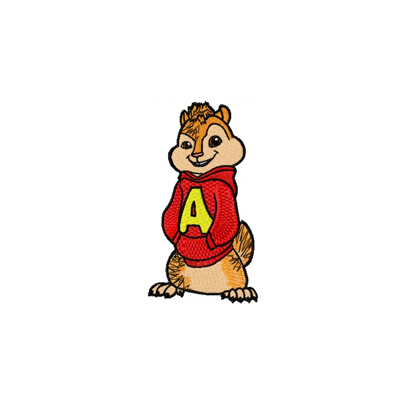 Alvin 1 embroidery design featuring a charming woodland animal motif, ideal for enhancing various fabric items.
