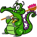 Swampy the alligator embroidery design showcasing a playful reptile motif for creative stitching projects.