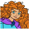 Embroidery design of Princess Merida from Brave, showcasing a vibrant and adventurous stitched motif.