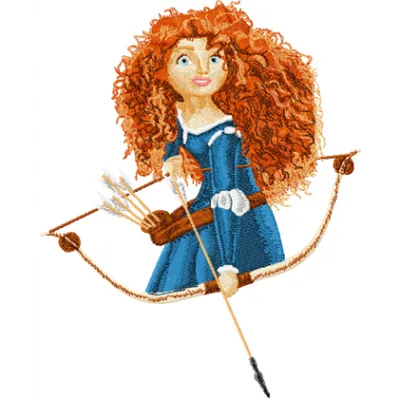 Brave Princess Merida embroidery design showcasing a detailed stitched motif for creative projects.