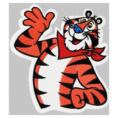 Tony the Tiger embroidery design featuring a playful and vibrant tiger motif for stitching on apparel or home decor.