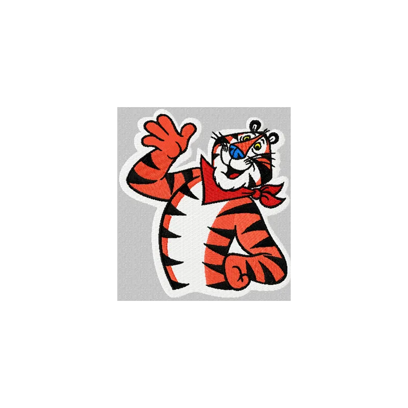 Tony the Tiger embroidery design featuring a playful and vibrant tiger motif for stitching on apparel or home decor.