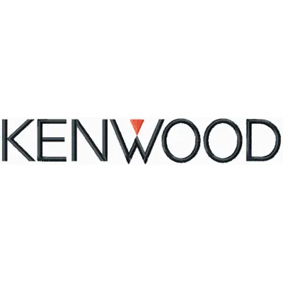 Kenwood logo embroidery design preview showcasing intricate stitching patterns for electronics enthusiasts.