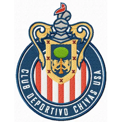 Embroidery design of the Club Deportivo Chivas USA logo, ideal for stitching on sports apparel and accessories.