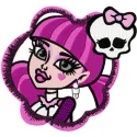 Preview of a Monster High Draculaura badge embroidery design featuring a fun and spooky character motif.