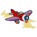 Airplane embroidery design featuring a whimsical toy airplane, ideal for stitching on children's items and decor.