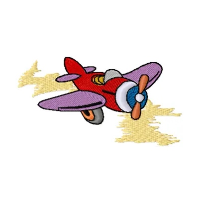 Airplane embroidery design featuring a whimsical toy airplane, ideal for stitching on children's items and decor.