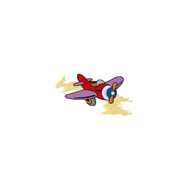 Airplane embroidery design featuring a whimsical toy airplane, ideal for stitching on children's items and decor.