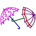 Two Umbrellas embroidery design showcasing a charming and whimsical stitched motif for creative projects.