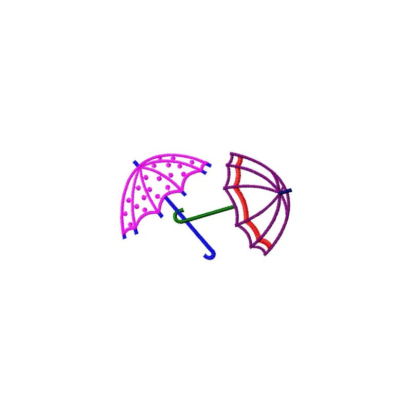 Two Umbrellas embroidery design showcasing a charming and whimsical stitched motif for creative projects.