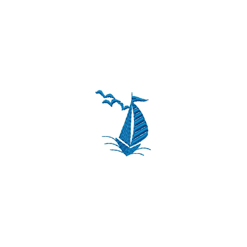 Small Ship embroidery design showcasing intricate details, perfect for adding nautical flair to various fabric projects.