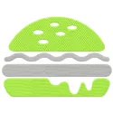 Hamburger symbol embroidery design showcasing a playful kitchen theme, ideal for decorating aprons and kitchen towels.