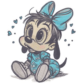 Goofy baby girl sitting embroidery design - Embroidery Design