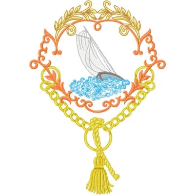Sailing ship embroidery design showcasing intricate details of a nautical theme for creative projects.