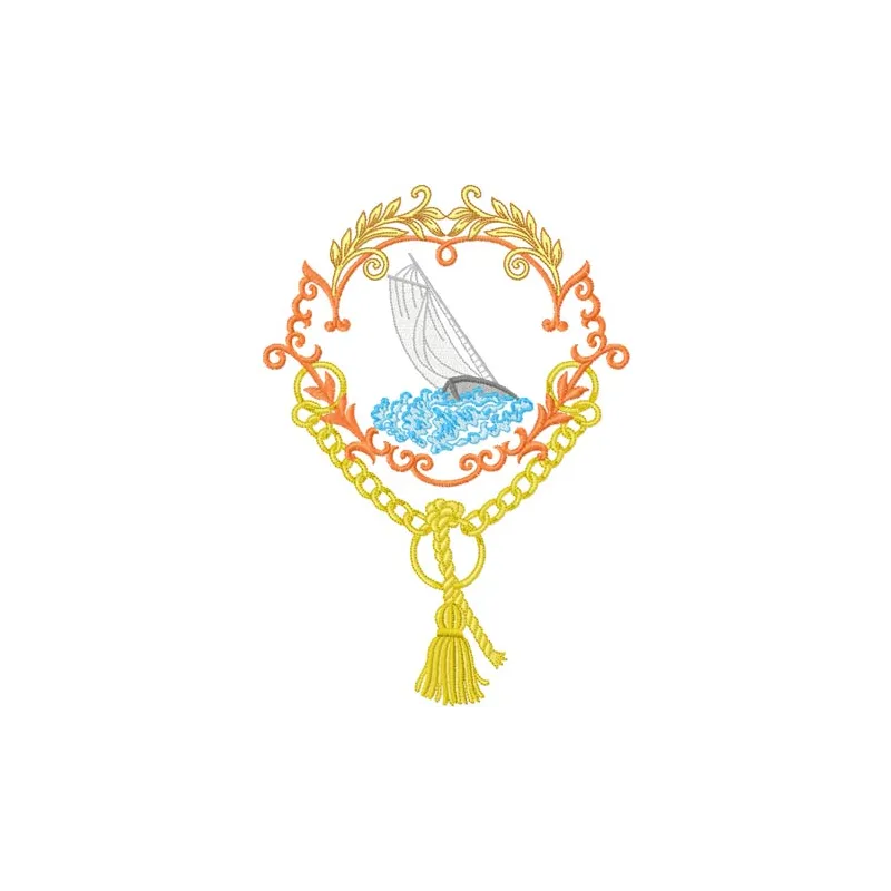 Sailing ship embroidery design showcasing intricate details of a nautical theme for creative projects.
